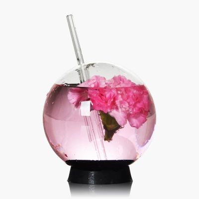 Ball shaped cocktail glass creative glass ball straw glass cup