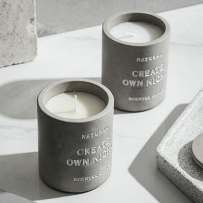 Hand Carved Matte Wax Soy Candle Holder Concrete Candle Container Cement Candle Jar