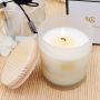 350ml white frosted cylinder candle holder with bamboo lid and color box 