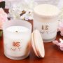 350ml white frosted cylinder candle holder with bamboo lid and color box 