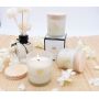 350ml white frosted cylinder candle holder with bamboo lid and color box 