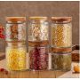 kitchen & tabletop airtight glass jar with bamboo lid and emboss