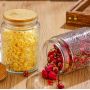 kitchen & tabletop airtight glass jar with bamboo lid and emboss