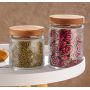 kitchen & tabletop airtight glass jar with bamboo lid and emboss