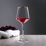 Luxury custom hand-blown red wine glass pure hand-painted gold crystal hexagon brandy glass goblet