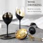 430ml Modern Matte Black & Gold Plating Goblet Wine Glass Elegant Design Glass Cups for Party