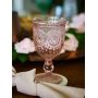 Pink Wine Glasses set of 6 pink goblets, dishwasher safe colored pink glassware vintage style for champagne flutes