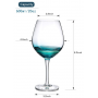 20 OZ Wine Glasses for Red or White Wine, Hand Blown Large Wine Glass Blue Crackle Lead-Free Stemmed Glassware for Gift