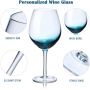 20 OZ Wine Glasses for Red or White Wine, Hand Blown Large Wine Glass Blue Crackle Lead-Free Stemmed Glassware for Gift