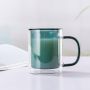 High quality double glazed coffee mug with colored tape handle glass water mug home tea coffee milk cup