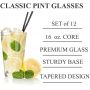 12 Pieces 16 OZ Drinking Glasses Set of 12 Beer Glasses Pack Water Glasses Cup