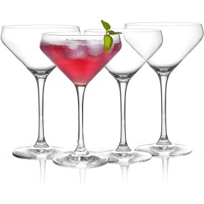 10 Ounces Crystal Martini Cocktail Glasses Premium Strong Lead-Free Clear Glassware for Party Dinner