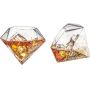 Set of 4 Diamond Whiskey & Cocktail Glasses 10oz - Real Diamond Shaped Patented Glasses