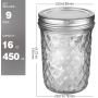 16 Ounces Wide Mouth Mason Jars with Silver Lids Ideal for Jam Honey Baby Food