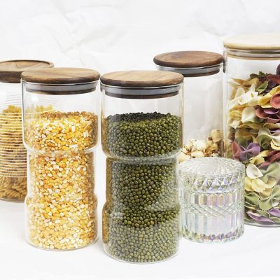 2 Pack Glass Food Storage Jars with Anti-slip Groove Kitchen Canisters 1500 ml with Airtight Lids Set