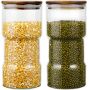 2 Pack Glass Food Storage Jars with Anti-slip Groove Kitchen Canisters 1500 ml with Airtight Lids Set