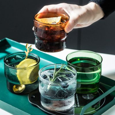 Stackable Colored Drinking Glass Cups, Premium Glass Tumbler for Hot & Cold Beverages, Water, Soda, Milk, Juice