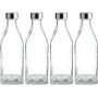 34 Oz Glass Square Water Bottles for Beverages and Juicer Use Stainless Steel Leak Proof Lids