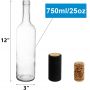 12 Pack 750ml Bordeaux Glass Wine Bottles Flat-Bottomed Empty Bottles for Liquor, Champagne, Limoncello, Juice