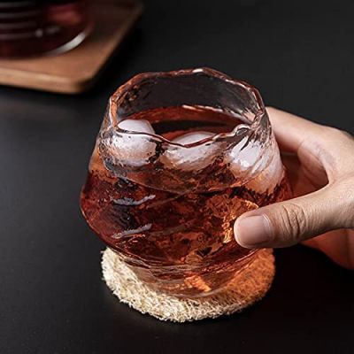 Handmade Hammered Whiskey Glass Heat-resistant Juice Cup Liquor Whisky Crystal Wine Glasses Bar Tumblers