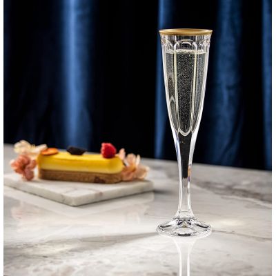 4.3 Ounces Gold Rim Champagne Flutes Glass Champagne Glasses Stemmed Wine Glass Set Fancy Glasses for Wedding