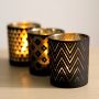 Aikeyi Glass candle jar with black geometric pattern for candle making