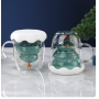 High Borosilicate Christmas Double Wall Glass Cup With Lid