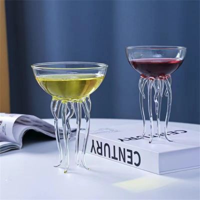 jellyfish tall foot high borosilicate glass wine cup Champagne wine Cup bar glass wine cup