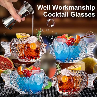 5oz Fish Shaped crystal Fish Cocktail Glasses Wine Glasses Glassware Drinking Cups for Party Bar Club