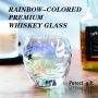 12 oz Rainbow-colored Premium Glasses Bourbon Glasses for Cocktails Rock Style