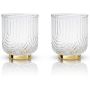 12 ounces Double Old Fashioned Glass Gold Plated Base Bar Glasses Set of 2 Crystal Glassware