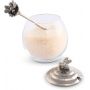 12 Ounces House Pewter Bee Glass Honey Pot Jar Jam Jelly Jar with Spoon 5 inch Tall