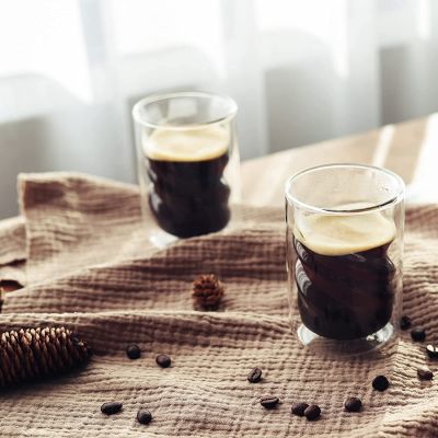 Espresso Glass Cups Double Wall Glass Coffee Mug 8 OZ Insulated Clear Coffee Glass Cup