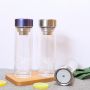 Wholesale double wall glass bottle with stainless lid 300ml/350ml for tea coffee high quality