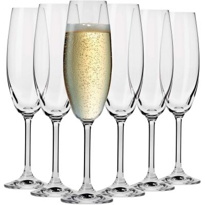 6.8 Ounces Crystal Champagne Flute Glasses Set of 6 Perfect for Home, Restaurants and Parties
