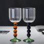 Amazon hot selling goblet hand-blown high borosilicate glass wine glass colored glass water cup coffee cup