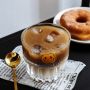 Iced coffee cup milk tea cup vertical striped glass can be stacked with water glass of cola juice