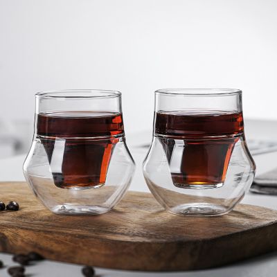 Double-layer glass coffee cup small capacity 100ml tea cup double-layer upper single lower double cup