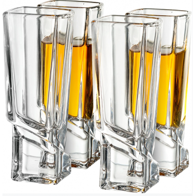 1.8 oz square shot glass set of 4 transparent thick bottom wine glass unique design shot glass
