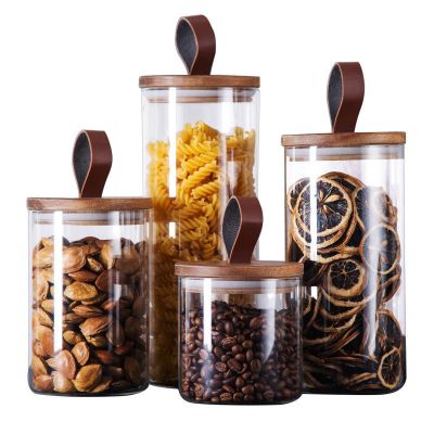 Wholesale Kitchen glass storage container canister set cookie glass storage jars with airtight lids