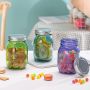 Mason Jar 16oz Glass Storage Jar with Metal Airtight Lid Colorful Food Storage Containers Kitchen Jars DIY Crafts