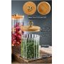 Bamboo Lid Spice Jars Airtight Glass Kitchen Spice Meal Prep Food Storage Containers with Lids
