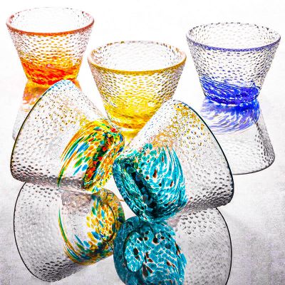 Pure handmade glass small tea cups colored sake cups fruit wine glass set