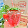 Wholesale Cute Strawberry Cup With Straw Creative Clear Glass Water Bottles