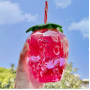 Wholesale Cute Strawberry Cup With Straw Creative Clear Glass Water Bottles