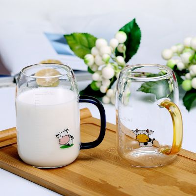 Customized Factory Wholesale Scale Milk Cartoon Glass Household Coffee Thickened Daily Breakfast Cup