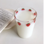 300ml High borosilicate Cute Strawberry Water Milk Drinking Glasses Cup With Straw