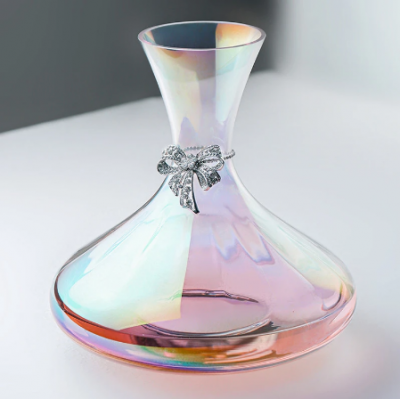 2400ml Rainbow Pearl Diamond Bow Decanter Bar Tool Lead Free Crystal Glass High Capacity Quick Sober Wine Separator Dropshipping