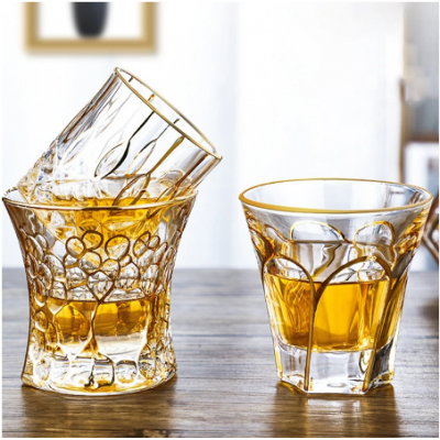 European Luxury Hand-drawn Glass Wine Glass Spirit Cup Whisky Brandy Foreign Wine Glass Kitchen Restaurant Drinking Utensils