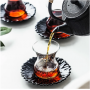 Black Tea Cup Saucer Sets Water Cafe Tea Glasses Espresso Coffee Tray Kit Heat-resistant Glass Tumbler Home Drinkware